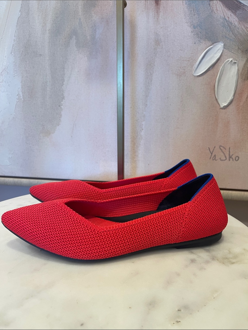 Rothy's Red Pointed Knit Flats - Size 6m - Picture 3 of 7